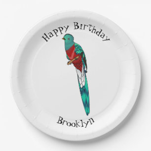 Plato De Papel Ilustracion de personalizado de aves quetzales res