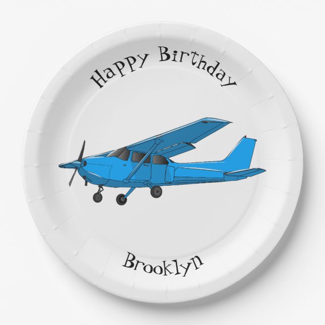 Plato De Papel Ilustracion de personalizado de aviones (Anverso)