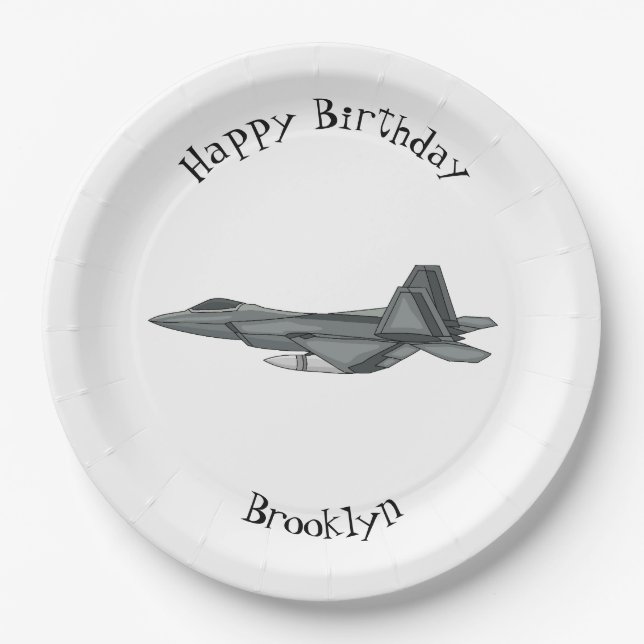 Plato De Papel Ilustracion de personalizado de aviones de combate (Anverso)
