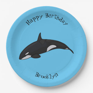 Plato De Papel Ilustracion de personalizado de ballenas asesina