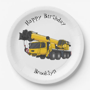 Plato De Papel Ilustracion de personalizado de camiones Crane