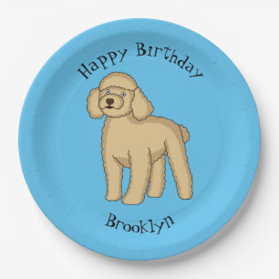 Plato De Papel Ilustracion de personalizado de caniche marrón fel