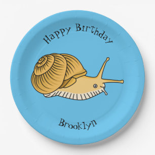 Plato De Papel Ilustracion de personalizado de caracol amarillo