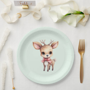 Plato De Papel Ilustracion de Personalizado de ciervos para bebés