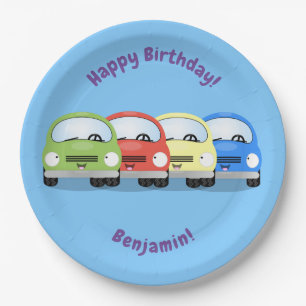 Plato De Papel Ilustracion de personalizado de coche rojo feliz