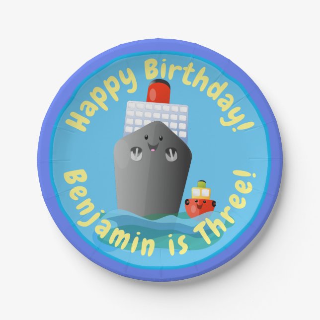 Plato De Papel Ilustracion de personalizado de embarcación de cru (Anverso)