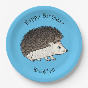 Plato De Papel Ilustracion de personalizado de hedgehog espinoso