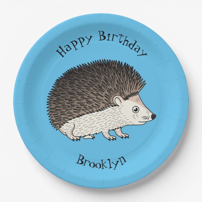 Plato De Papel Ilustracion de personalizado de hedgehog espinoso (Anverso)