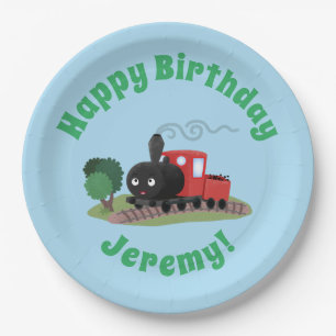 Plato De Papel Ilustracion de personalizado de locomotora de trac