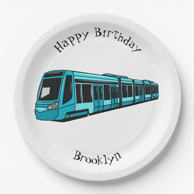 Plato De Papel Ilustracion de personalizado de locomotora eléctri (Anverso)