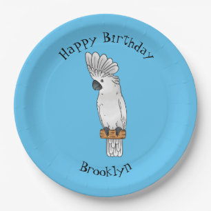 Plato De Papel Ilustracion de personalizado de pájaro de paraguas