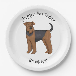 Plato De Papel Ilustracion de personalizado de perro Airedale ter