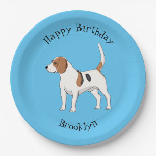 Plato De Papel Ilustracion de personalizado de perro Beagle