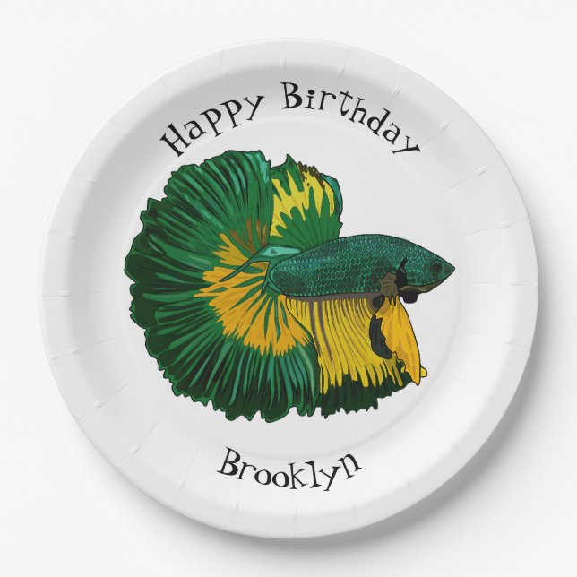 Plato De Papel Ilustracion de personalizado de pescado de lucha s (Anverso)