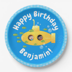Plato De Papel Ilustracion de personalizado de pescado submarino