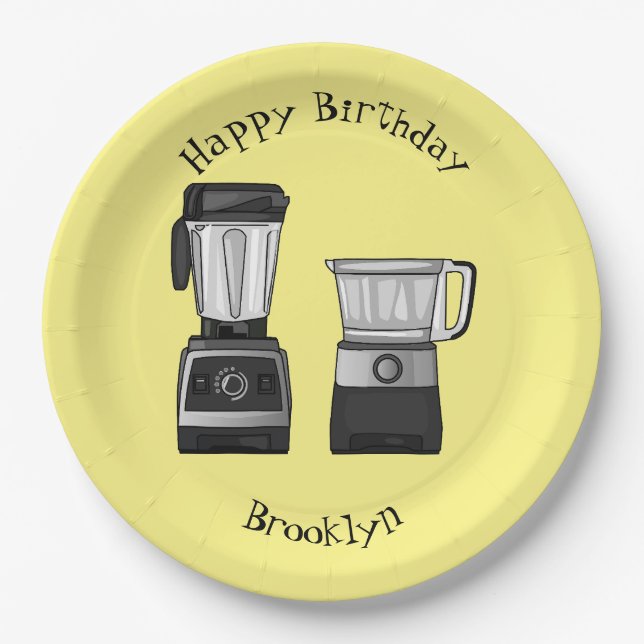 Plato De Papel Ilustracion de personalizado de procesador y mezcl (Anverso)