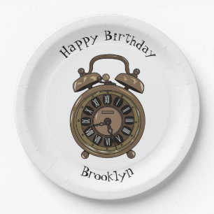 Plato De Papel Ilustracion de personalizado de reloj de alarma