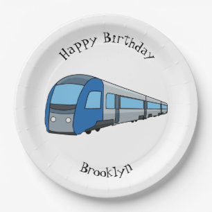 Plato De Papel Ilustracion de personalizado de trenes eléctricos