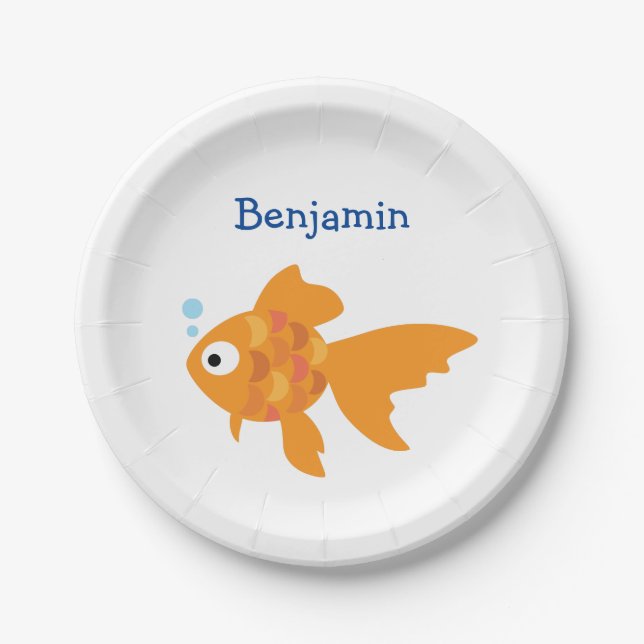 Plato De Papel Ilustracion de pescado de oro (Anverso)