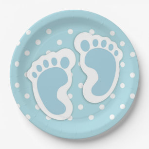 Plato De Papel Ilustracion de pies de niño pequeño azul