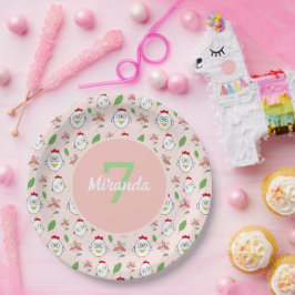 Plato De Papel Ilustracion de pollo Personalizado