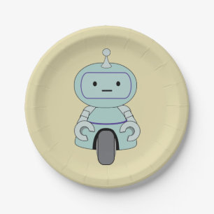 Plato De Papel Ilustracion de robots retro