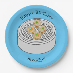 Plato De Papel Ilustracion de Shumai dim sum personalizado