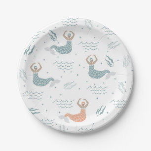 Plato De Papel Ilustracion de sirena bailando personalizado