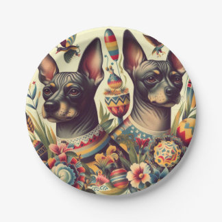 Plato De Papel Ilustracion de Xoloitzcuintle