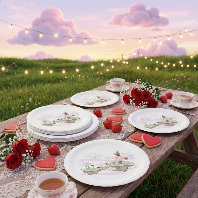 Plato De Papel Ilustracion del castillo de amor flotante Fantasía (Subido por el creador)