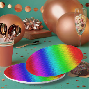 Plato De Papel Ilustración del mezaic arcoiris caliente,