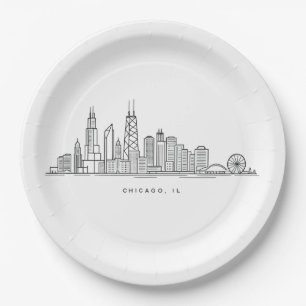 Plato De Papel Ilustración del paisaje urbano de Chicago IL