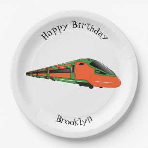 Plato De Papel Ilustracion del personalizado del tren de bala