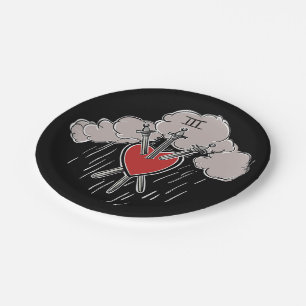 Plato De Papel Ilustración del Tarot del Corazón de Amor de 3 de