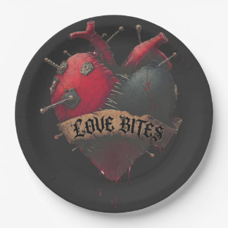 Plato De Papel Ilustración gótica del corazón anatómico "Los beso
