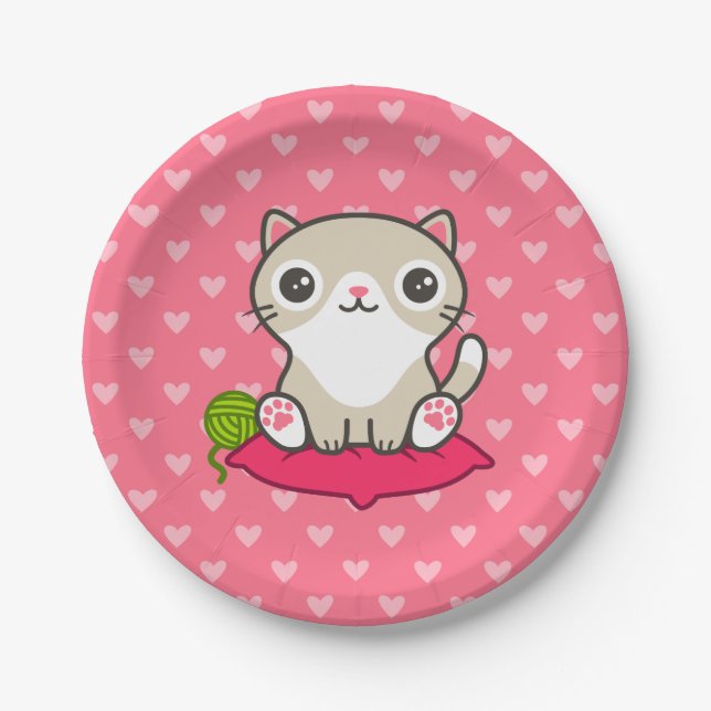 Plato De Papel Ilustracion Kitty (Anverso)