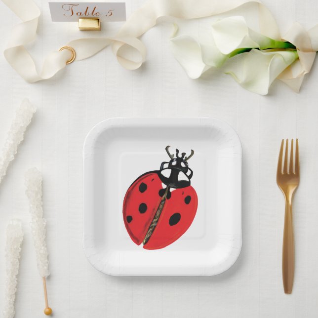Plato De Papel Ilustracion Lady Bug (Boda)