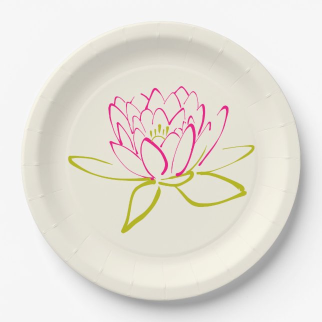 Plato De Papel Ilustracion Lotus Flower / Water Lily (Anverso)