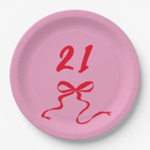 Ilustracion moderno rojo rosado de cumpleaños 21