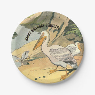 Plato De Papel Ilustracion Pelican Beach Cumpleaños