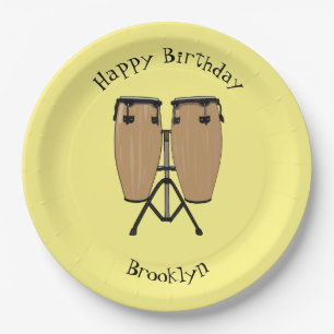 Plato De Papel Ilustracion personalizado Bongo drum