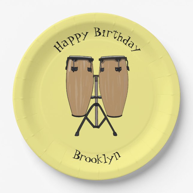 Plato De Papel Ilustracion personalizado Bongo drum (Anverso)