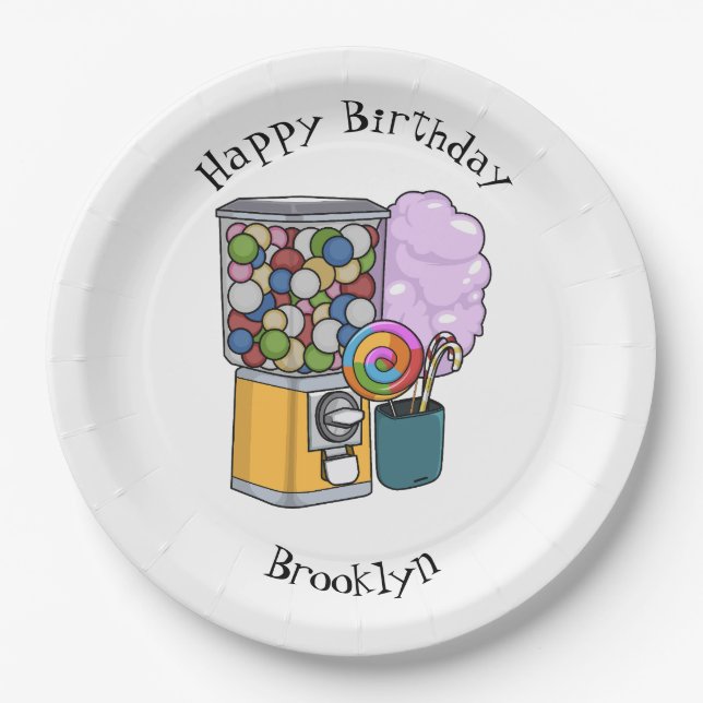 Plato De Papel Ilustracion personalizado Candy (Anverso)