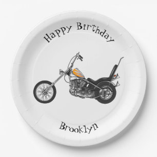 Plato De Papel Ilustracion personalizado Chopper Motorcycle 1950