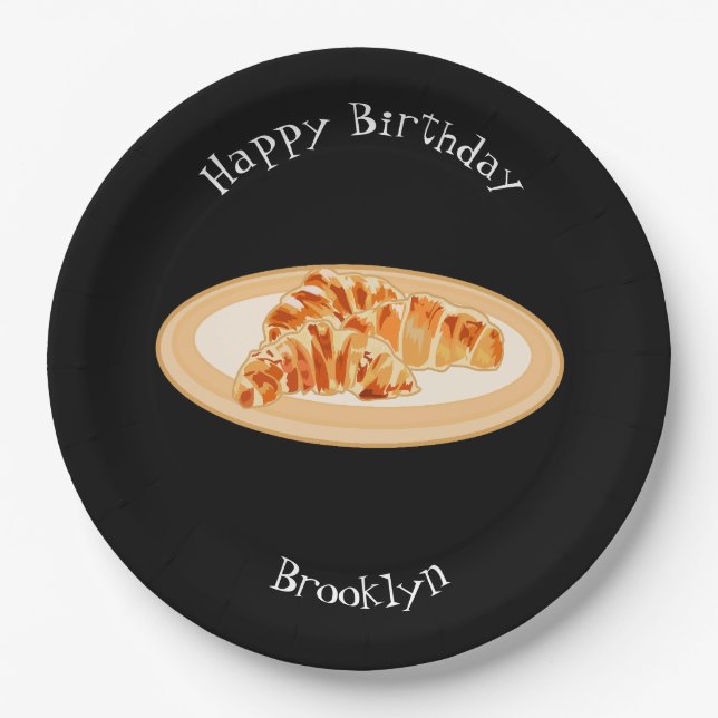 Plato De Papel Ilustracion personalizado croissant (Anverso)