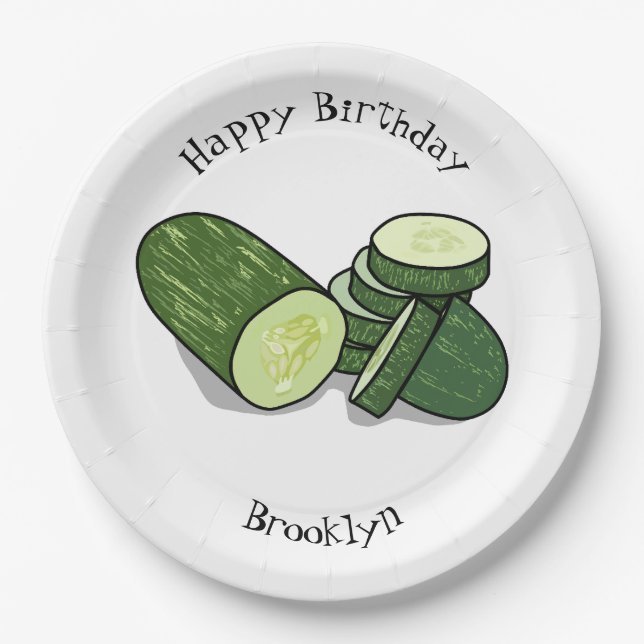 Plato De Papel Ilustracion personalizado Cucumber (Anverso)
