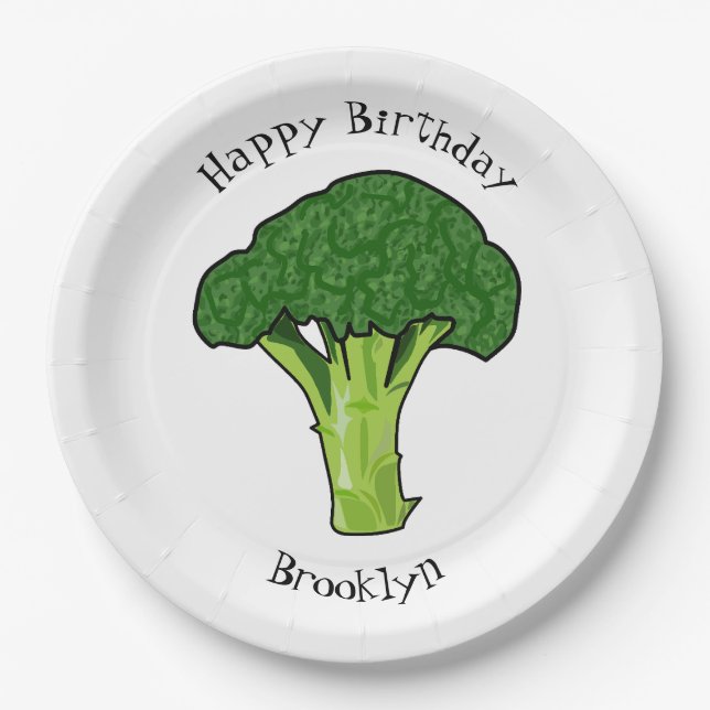 Plato De Papel Ilustracion personalizado de Broccoli (Anverso)