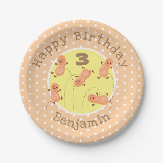 Plato De Papel Ilustracion personalizado de cacahuetes de puenteo (Anverso)