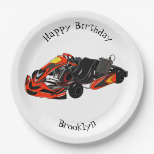 Plato De Papel Ilustracion personalizado de carreras de Kart
