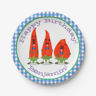 Plato De Papel Ilustracion personalizado de chiles cantantes